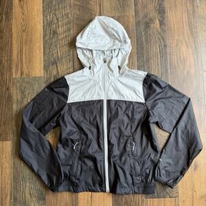 The North Face Women’s WindWall Windbreaker Jacket Black Gray Hooded Size M